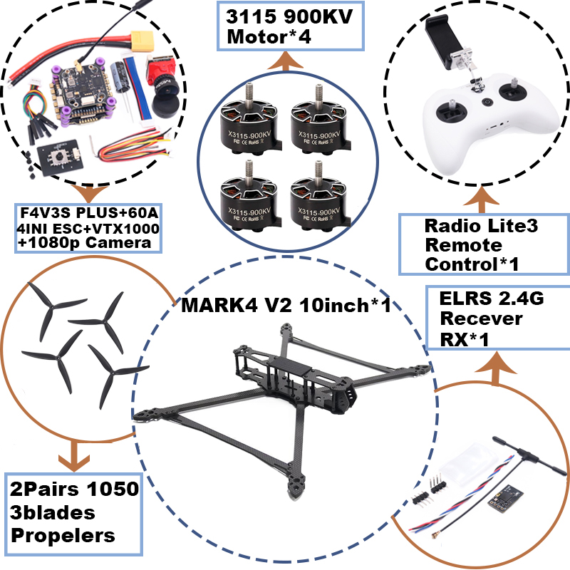 MARK4 V2 10-дюймовый дрон с по – обзор и цена Model Kit Eva